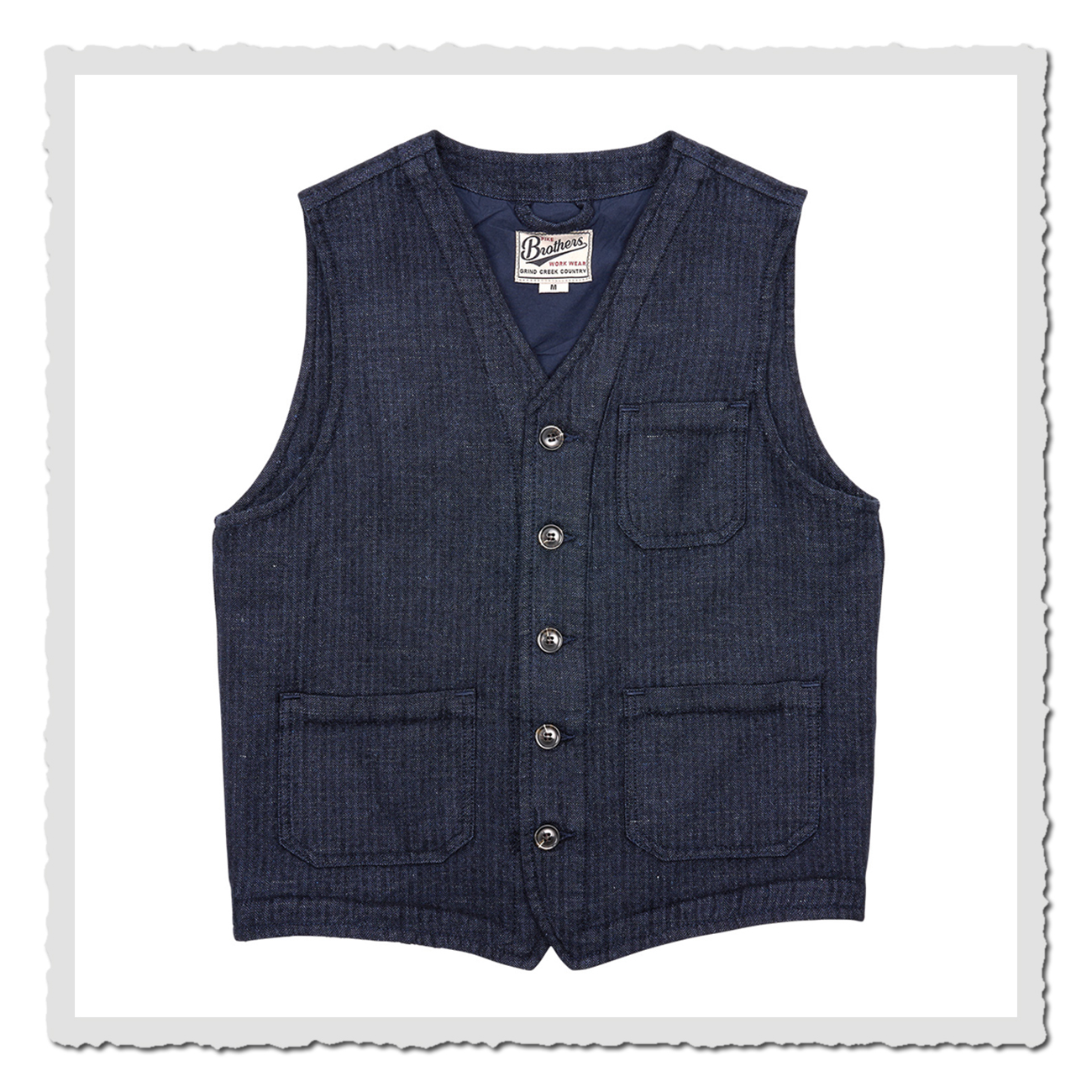 Pike Brothers 1937 Roamer Vest Owen Blue flach von vorn fotografiert